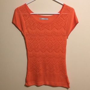 Maurices coral open knit short sleeve top